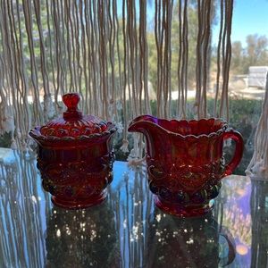 Vintage Glass Eye Winker Cream & Sugar Set